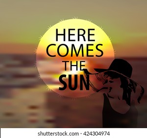 Summer poster with a silhouette of woman