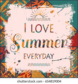 Summer poster with text and boho abstract background