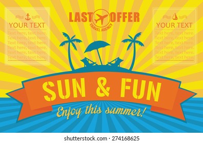 Summer poster. Travel agency offer. Vector illustration. 