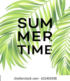 Summer poster with tropical palm leaf . Vector illustration EPS10