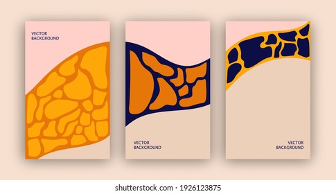 Summer posters set. Abstract artwork, painting for printing and social media, placard for modern interior. Cover template. Vector illustration.