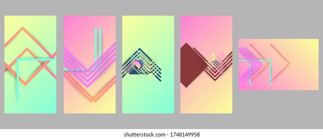 Summer posters for social media and music fest flyer music fest set. Fluid holographic gradient shape and line. Stock vector eps 10