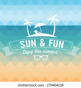 Summer poster.Typography design on geometric background. Vector illustration.