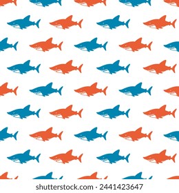 Summer Predatory Waves Blue and Orange Sharks can be use for background and apparel design