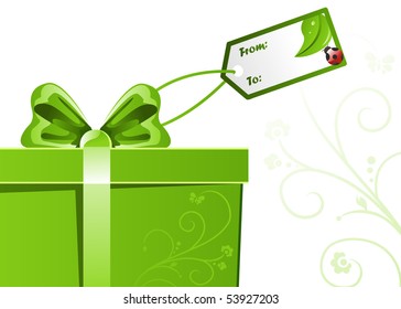 Summer present with label isolated on white background