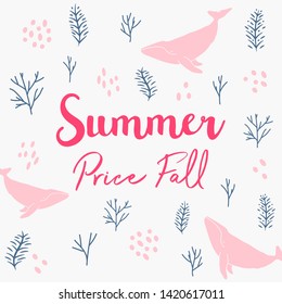 Summer Price Fall Whale underwater Banner Concept Background