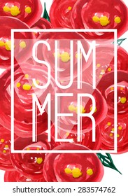 Summer print background with flowers. For t-shirt or other uses. Vector illustration. 