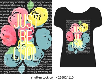 Summer print background and slogan. For t-shirt or other uses. Vector illustration. 