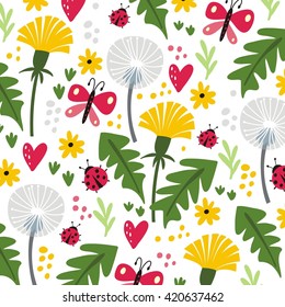 Summer print with dandelions