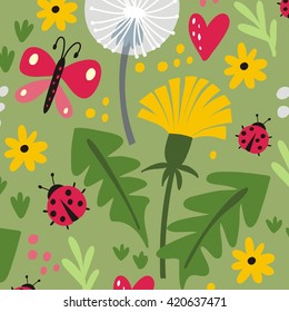 Summer print with dandelions