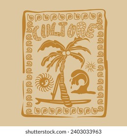 Sommerdruckdesign, Sommervektorkunst, Frühlingsvibes-Grafik, Groove Summer Beachkollektion Grafik, Peach-Welle und Surfboard, späterer Textdrucktyp