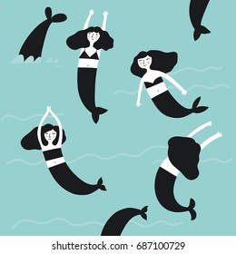 Summer print with mermaid. 