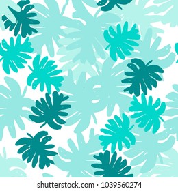 Summer Print With Palm Leaves .Seamless Pattern with Green Leaves 