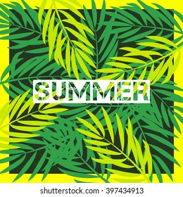 Summer print with palm sheets for a t-shirt. Vector background for fashion