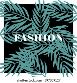 Summer print with palm sheets for a t-shirt. Vector background for fashion