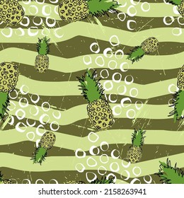 summer print with pineapples and geometric elements.