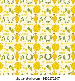 Summer print: seamless pattern with Greece