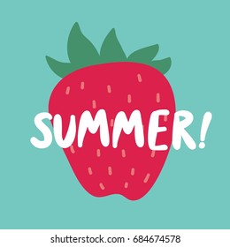 Summer print with strawberries