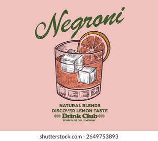 Summer print. Sweet lemon artwork. Negroni artwork for for t-shirt.	