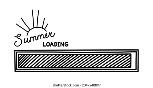 Summer progress loading bar. Infographics design element with status of completion. Hand drawn vector illustration isolated in white background