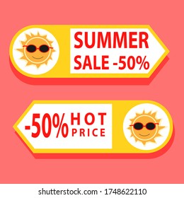 Summer Promo price tag. Vector summer price tags for banners and stickers