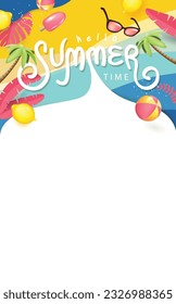 Summer promotion poster banner with summer tropical beach vibes background and copy space