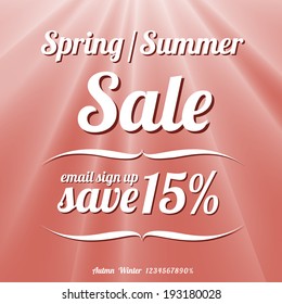Summer promotional design element. EPS 10 vector, grouped for easy editing. Flat red background.