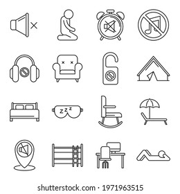 Summer quiet spaces icons set. Outline set of summer quiet spaces vector icons for web design isolated on white background