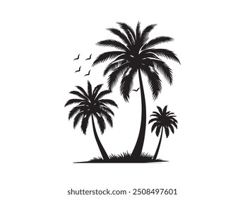 Summer quote background with palm tree silhouettes
