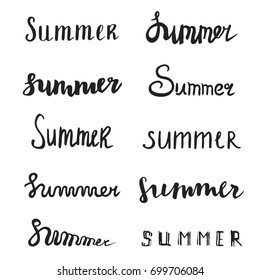 Summer quote collection. Brush pen handwritten lettering inspirational typography. Vector isolated