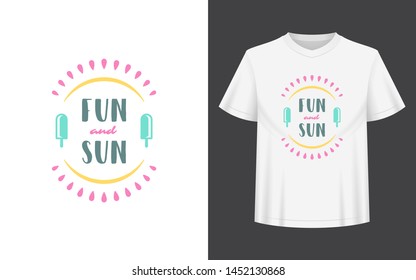 Summer quote or saying can be used for t-shirt, mug, greeting card, photo overlays, decor prints and posters. Fun and sun message, vector illustration.