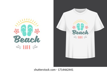 Das Sommerangebot oder das Sommerrezept kann für T-Shirt, Maulkorb, Grußkarte, Fotoüberlagerungen, Dekorabdrücke und Plakate verwendet werden. Beach-Life-Nachricht, Vektorillustration-Illustration.