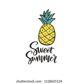 Summer quote. Sweet summer, pineapple.