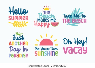 Summer quote vector files and beach illustrations
