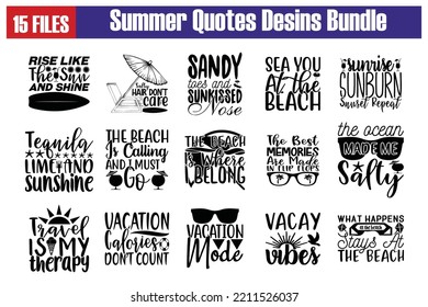 Summer Quotes Svg Cut Files Designs Stock Vector (Royalty Free ...