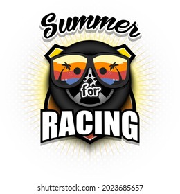 Summer races  logo. Summer for racing. Pattern for design poster, logo, emblem, label, banner, icon. Race template on isolated background. Vector illustration