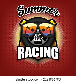 Summer races  logo. Summer for racing. Pattern for design poster, logo, emblem, label, banner, icon. Race template on isolated background. Vector illustration