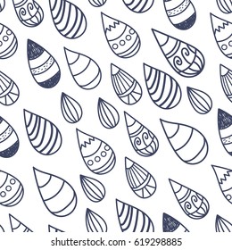 Summer rain. Happy seamless vector pattern with hand drawn raindrops
