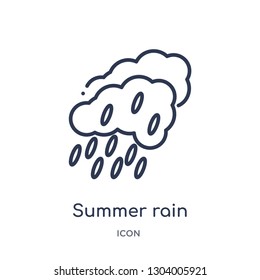 summer rain icon from weather outline collection. Thin line summer rain icon isolated on white background.