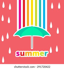 summer rainbow and isolated umbrella