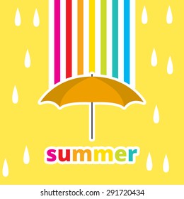 summer rainbow and isolated umbrella