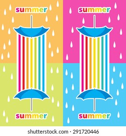 summer rainbow and isolated umbrella