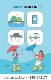 summer rainy season emergency rain days illustration