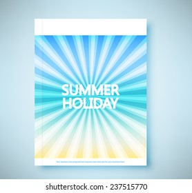 Summer rays holiday vintage on light sea report, vector illustration 