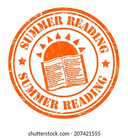 Summer Reading Grunge Rubber Stamp On White, Vector Illustration