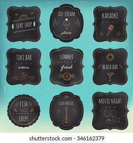 Summer Recreation Activities and Places Chalkboard Labels and Tags