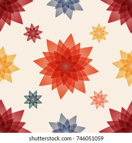 Summer red and blue flowers vector illustration. Seamless pattern background.