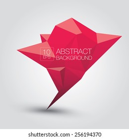 summer red Conceptual polygonal geometric speech bubble. Abstract vector Illustration, low poly style. Stylized design element. Background design for banner, poster, flyer, cover, brochure.