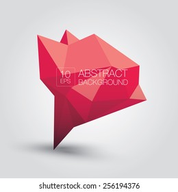 summer red Conceptual polygonal geometric speech bubble. Abstract vector Illustration, low poly style. Stylized design element. Background design for banner, poster, flyer, cover, brochure.