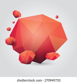summer red Conceptual polygonal geometric speech bubble. Abstract vector Illustration, low poly style paper. Stylized design element. Background design for banner, poster, flyer, cover, brochure.